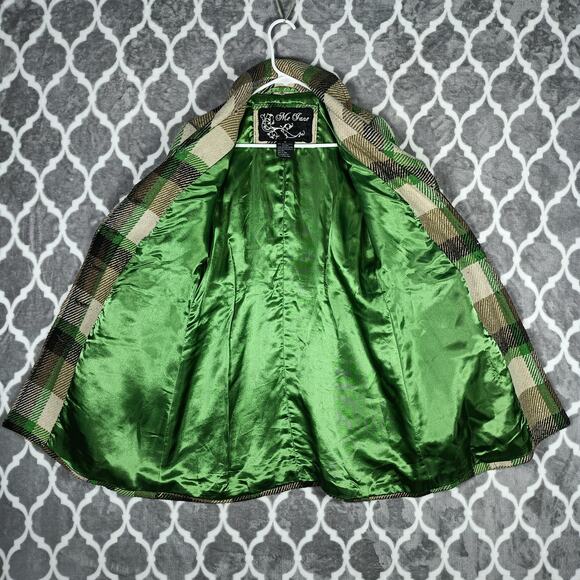 Me Jane Peacoat Jacket Womens Medium Belted Double Breasted Wool Blend Plaid - Picture 4 of 12